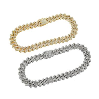 China Hiphop Custom  Dropshipping Wholesale PriceSterling Silver Hip Hop Moissanite Cuban Link Chain Diy Initial Name Necklace Bracelets for sale