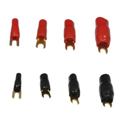 China Audio Crimp Spade Terminal Gold Plated 0GA/ 2GA /4GA /6GA /8GA / 10GA for sale