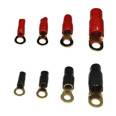 China Encrespadura audio Ring Terminal Gold Plated 0GA/2GA /4GA /6GA /8GA/10GA en venta