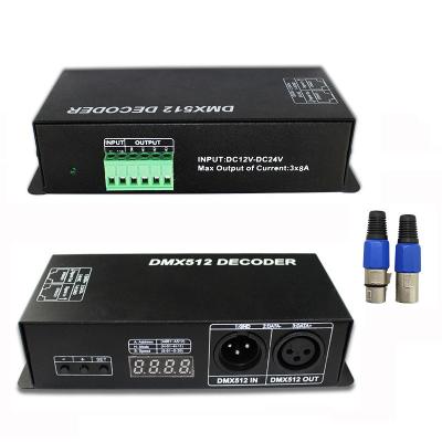 China El decodificador de DC12V~24V RGB RGBW 3CH 4CH DMX512 con el indicador digital DMX a PWM llevó el amortiguador de la tira en venta