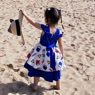 China Anti-wrinkle pattern design geometric birthday holiday party dresses for kids for sale