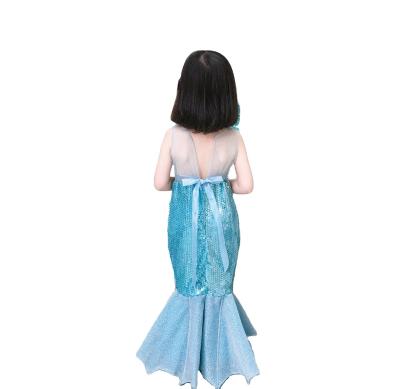 China Handmade Princess Costume Dresses Party Polyester Sequins/Cotton Little Mermaid Dresses For Kids 2-12 Years Old for sale