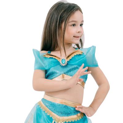 China Handmade Sequin Kids Costume Aladdin Princess Jasmine Costume for Girls 3 to 12 Years Old for sale