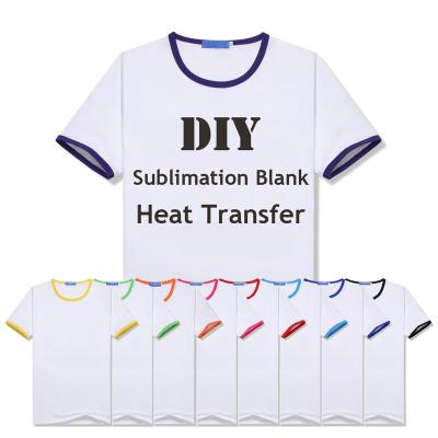 China Parent-Child Sublimation Blank Matching Blank DIY Sublimation Heat Transfer Printing Modal Contrast Color T-Shirt for sale