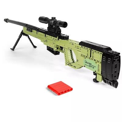 China Model Gun Hot Selling The King 14010 Sniper The MOC AWM Rifle Block Gun Puzzle Toy PUBG AWM Weapon Gun Model Bricks 14010 Mold Gun for sale