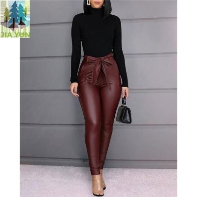 China European and American new style women's fashion casual pants leather pants jackets 2021 (including belt) for sale