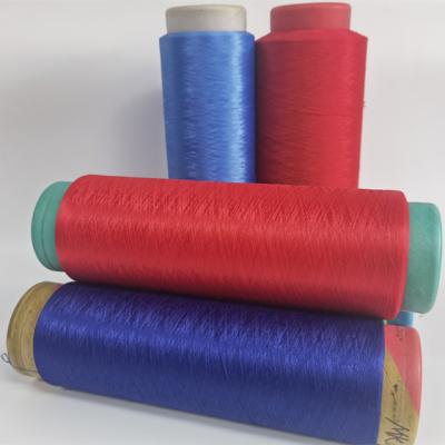 China Dty 150d/144f Bright Color Stability Grs Recycled UV Resistance Anti-pilling Dyed Blue Polyester Yarn For Outdoor Fabric for sale