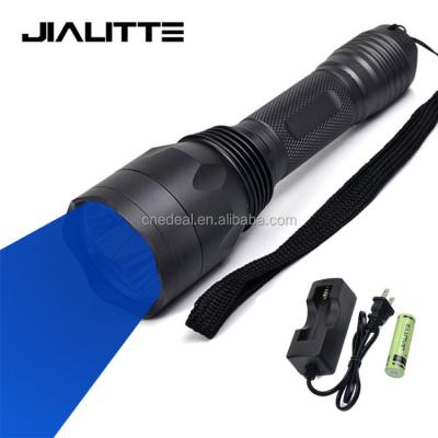 China Camping Jialitte F138 Hunting Tactical 3 Crees Fishing Blue Light Torch 470nm LED Flashlight for sale