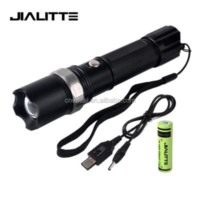 China Jialitte F124 Telescopic USB Rechargeable Q5 Led Torch Lighting Security LED Police Security Flashlight Set for sale