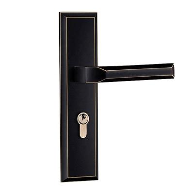 China Long-Lasting Hardware Indoor household brass handle Household magnetic mute Black simple solid wood door handle Bedroom for sale