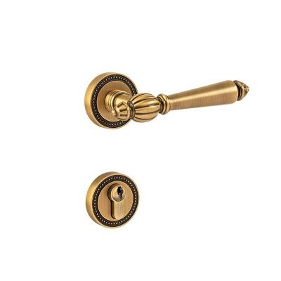 China Long-Lasting Hardware French interior door lock brass door handle household wooden door hardware American style bronze bedroom silent for sale