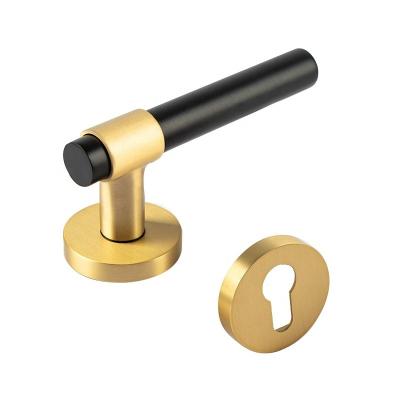 China Long-Lasting Hardware Black matte lever square heavy bathroom handle door lock indoor gold cylindrical brass latch for sale