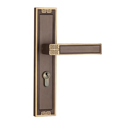 China Long-Lasting Hardware New Chinese style pure copper door lock interior silent home bedroom solid wood door handle vintage trendy for sale