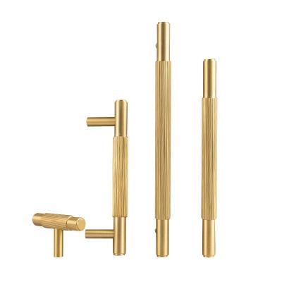 China Contemporary/Modern/Minimalist Light luxury gold cabinet Black minimalist interior kitchen cabinet home door handle brass solid bedroom home wardrobe door knob for sale