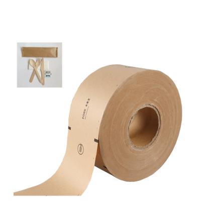 China Recyclable Green Environmental Friendly Kraft Paper Coated Paper Roll For Disposable Cutlery Set Packaging for sale