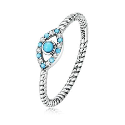 China Factory FASHIONABLE Custom LOGO 925 Thailand Sterling Turquoise Silver Devil Eye Earrings Eye Twist Rings Luxury Jewelry Fit For Women for sale