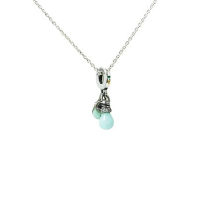 China 2022New Thailand Factory Fashionable Customization 925 Sterling Silver Double Bulb Glow-in-the-Dark Dangle Charm Necklace For Girl for sale