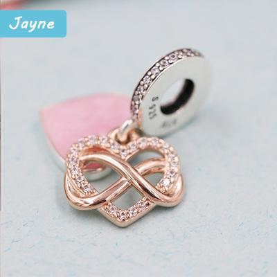 China FASHIONABLE Thailand Factory Customized Logo 2022 New 925 Sterling Silver Sparkling Infinity Heart Dangle Charm Jewelry For Girlfriend for sale