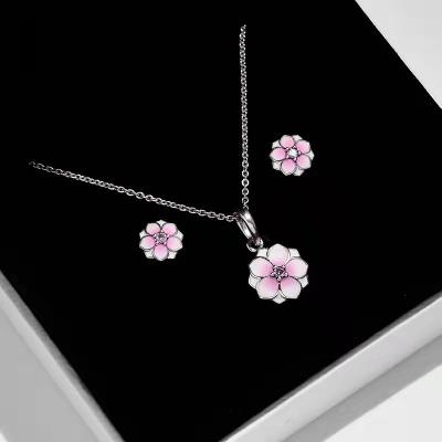 China Fashion Trendy Hotsale ALE S925 Sterling Silver Pink Flower Earrings Women High Quality Gift For Mothers for sale