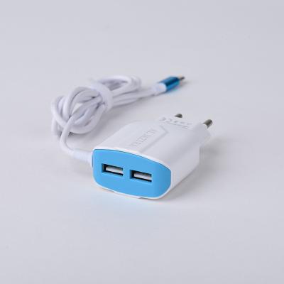 China Amazon hot selling mobile phone portable usb 2A dual port travel wall charger cheap price with cable for mobile phone for sale