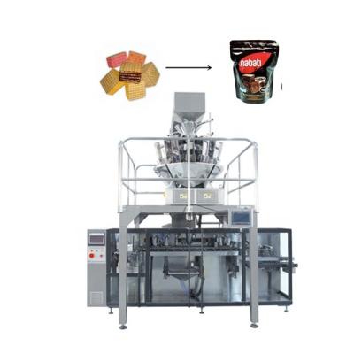 China Automatic Food Wafer Bites Cubes Stand Up Zipper Bag Packing Premade Pouch Filling Machine for sale