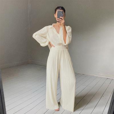 China Luxury QUICK DRY Plus Size Women 2Pc Set Loungewear Two Piece Set Wide Leg Long Panty for sale