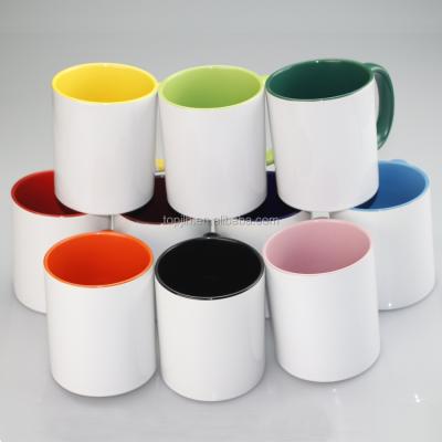 China Viable Make Your Own Design Printing Mug 11oz Sublimation Handle Rim Colorful Ceramic Coffee Mug for sale