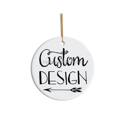 China 2021 Sublimation Ornament/Pendant/Hangings 2021 Round Shape Trending Blank Ceramic Hanging Pendants Porcelain Sublimation Ornaments for sale