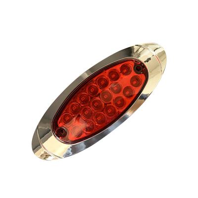 China 165*65*20mm 18 LED Red/Chrome Oval Amber/White 6 Inch Side Marker LED Tail Light 12-24V Truck Trailer Off-Road Boat Truck for sale