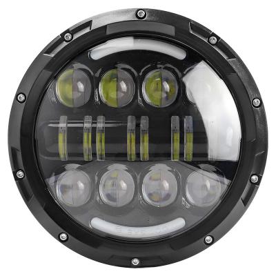 China 7 Inch Dual Color H4 Round LED Headlight Angel Eye Fog Lamp For Jeep Wrangler Harley Wrangler for sale