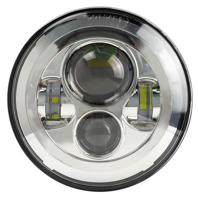 China 60W 7 Inch Silver H4 Round LED Headlights For Wrangler Harley 9-30V Wrangler for sale