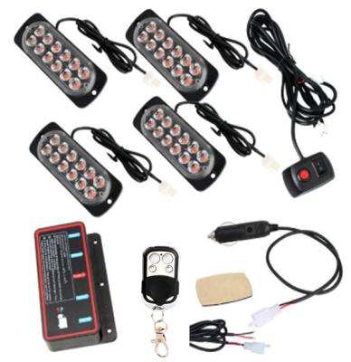 China 4x12LED Color Strobe Side Marker Turn Signal Light Kit Amber White Blue Red Dual 12-24V with Remote Universal for sale