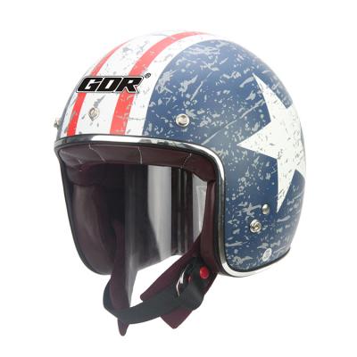 China 3/4 Dot Open Face Vintage Motorcycle Helmet High Quality Fiberglass Open Face Helmet For Retro Motorbike for sale