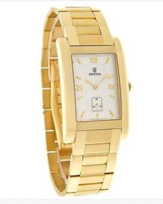 China Festina Mens 18K Gold Bracelet White Dial Swiss Quartz Dress Watch for sale