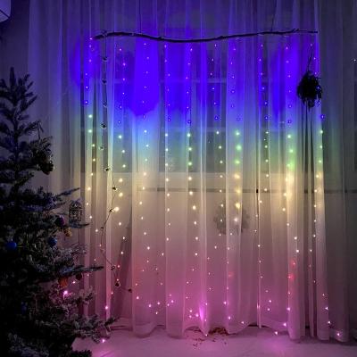 China Window Curtain Lights 1*3m 2*3m Remote 8Modes LED Curtain String Light For Indoor Christmas Halloween Home Bedroom Wall Decorations for sale