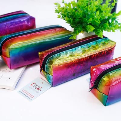 China New Durable Laser Rainbow Colorful Cute Dimetric Waterproof Pencil Bag Pen Bag Pouch for sale