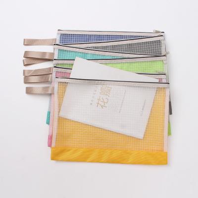 China Modern Simple Modern Simple Portable Zipper Bags Folder Envelope Clear Mesh Polyester PVC Bag for sale