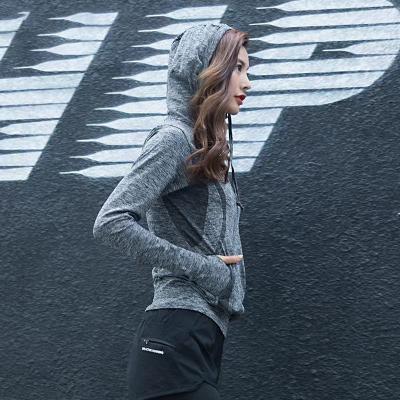 China Breathable Autumn And Winter Hooded Female Tops Fitness Yoga Sports Jacket Long Sleeve Tight Zipper Cardigan Running Training Clothes for sale