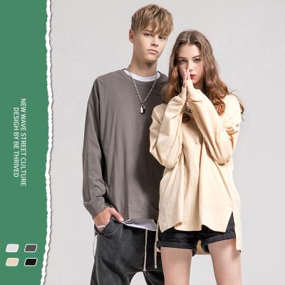 China 2021 Autumn QUICK DRY Solid Color Basing Shirt High Street T-shirt Open Long Sleeve Wholesale for sale