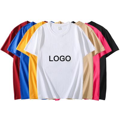 China Customized Combed Cotton QUICK DRY 200 Grams Summer Round Neck Loose Short Sleeve T-shirt Solid Color Plus Size Printed Logo T Shirt for sale