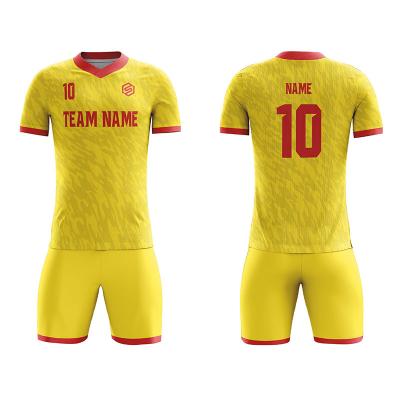 China Sets wholesale 100% custom made mens football uniforms cheap polyester sublimation soccer jerseys kits for sale