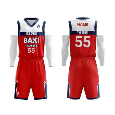 China Breathable Custom Sublimation Basketball Uniforms Blanket Red Basketball Tank Top Design For Men for sale