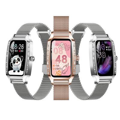 China Build in H8Plus Luxury Instant Smart Watch Women Watches for Android IOS Heart Rate Blood Pressure Waterproof Steel Belt Ladies Smartwatch for sale