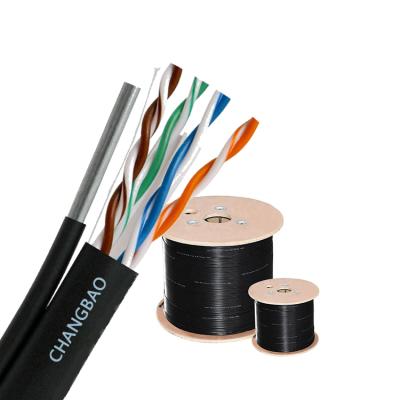 China PVC / PE UV Changbao 23AWG 4 Pairs Outdoor Cat6 Network Cable Cat6 UTP Black Color 305m Drum for sale