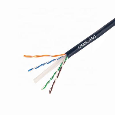 China Changbao UV 305m PVC/PE Drum 23AWG 4 Pairs 550MHz Amp Cat6 Network Cable Cat6 UTP Black Color Outdoor Cable for sale