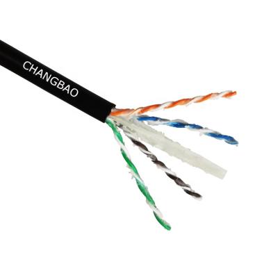 China PE Changbao 305m 1000ft Protected Black Cat 6 Direct Underground Freeze Burial Outdoor Ethernet Cable for sale