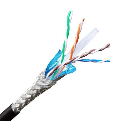 China OEM cat6 solid bare copper type double shielded network lan cable SFTP cat6 bare copper cable for sale