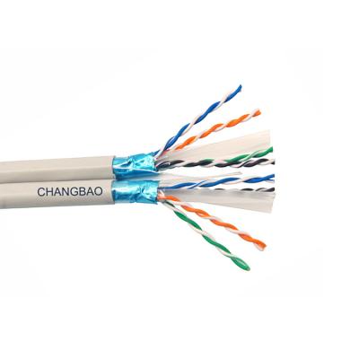 China CHANGBAO 4 COMPUTER Pairs 24AWG Copper Conductor Double Cat 6 FTP Siamese Network Dual Ethernet Cable for sale