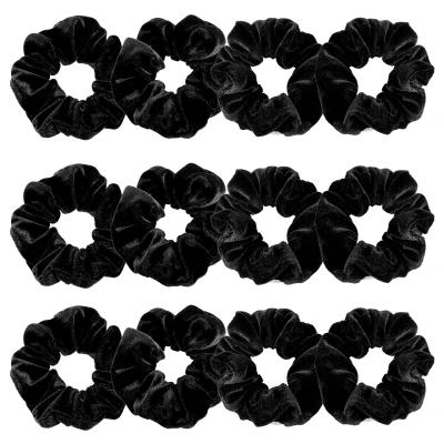 China Hair Decoration 12 Pieces Hair Scrunchies Velvet Scrunchy Rubber Bands Soft Hair Flips Bands Hair Ties (Black) for sale