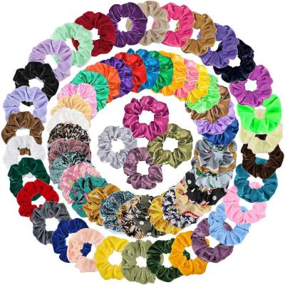 China Fashionable OEM Custom Hair Elastic Satin Chiffon Satin Chiffon Set Ponytail Holder Hair Scrunchies For Decoration for sale